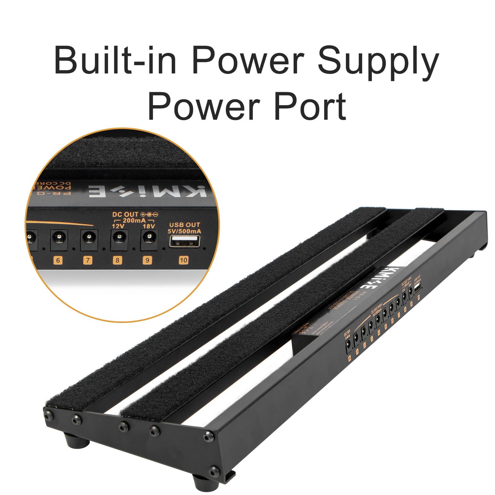 Guitar Pedalboard with Built-in Power Supply Pedal Board Aluminium Alloy 1.8lb Lightweight Pedal Board 19x5 Inch Black Pedal Boa